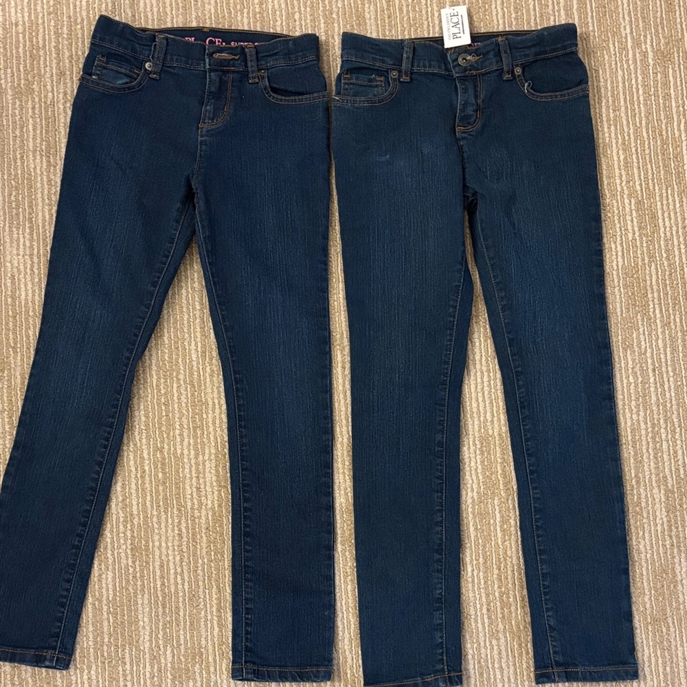 Children’s Place girls Dark Blue super Skinny Jeans ( two identical pairs)